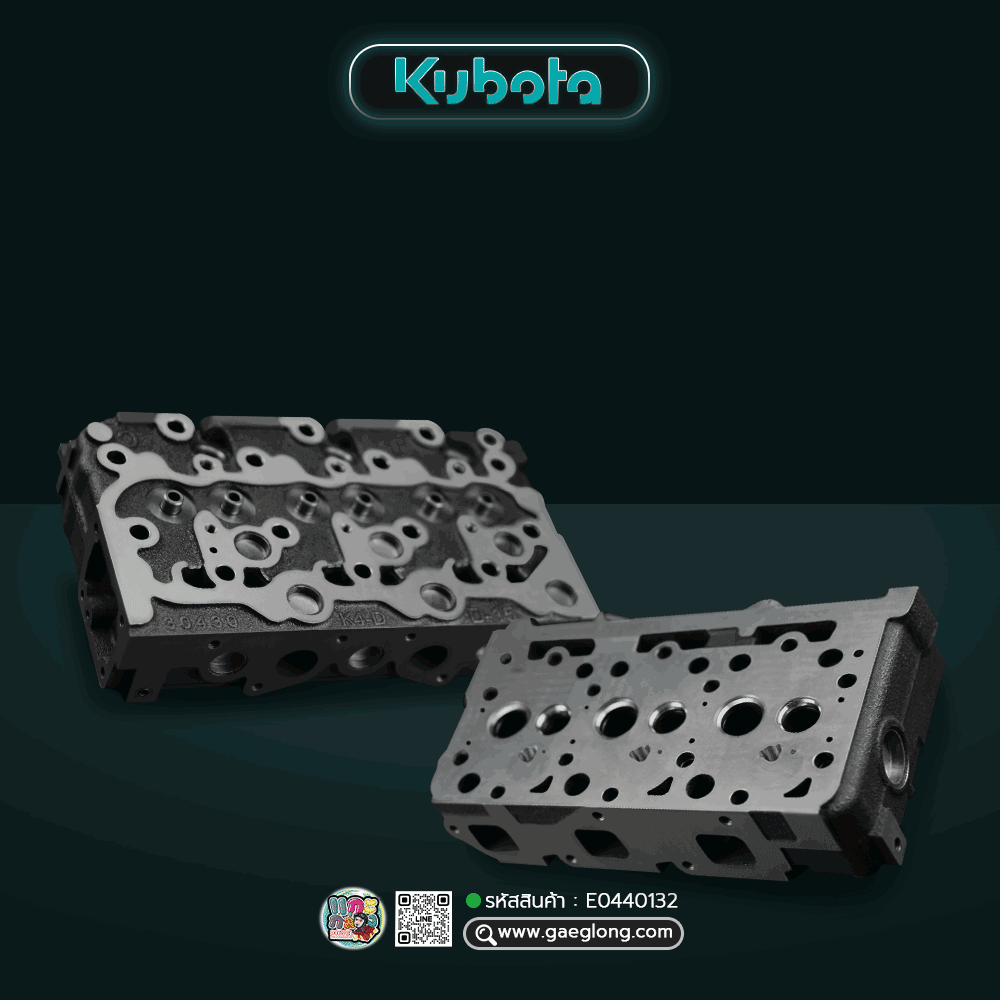 🌟 ฝาสูบ Kubota D1403 รุ่นรูน้ำหน้าฝา 8 รู 3 สูบ น็อตยึดฝาวาล์วอยู่กลาง